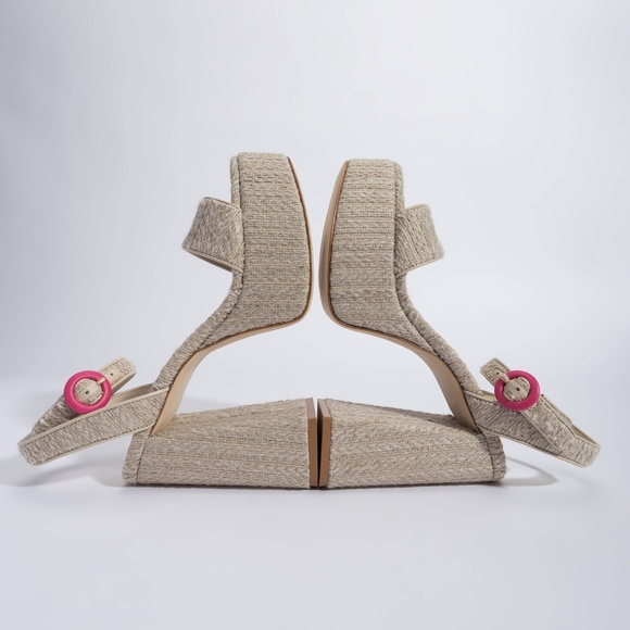 $285 LARROUDE Dolly Sandal In Natural Raffia 11 Handmade Memory Foam Insole - Picture 7 of 8